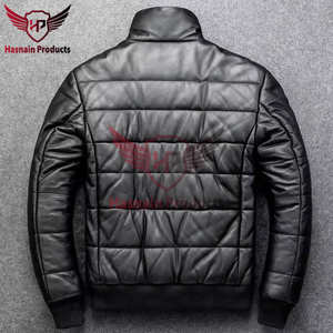 Chaqueta de cuero de bombardero de motocicleta informal de invierno para hombre, ropa de calle de moda, prendas de vestir exteriores de estilo acolchado para hombre, cuero de moda - Product Image 2