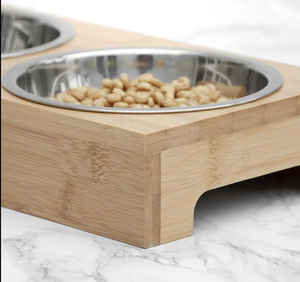 2025 Sustainable Bamboo Elevated Dog and Cat <b>Bowl</b> Stand with Easy-Clean <b>Ceramic</b> Feeding Dishes - Product Image 5