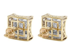 Stylish Half Classic <b>Earrings</b> <b>Set</b> With Lab Grown Round Diamond Studded In 10K <b>Gold</b> Luxury Jewelry For Special Occasions - Product Image 3
