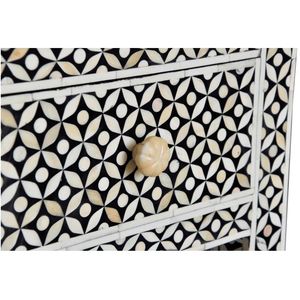 Meilleure qualité 3 tiroirs noir géométrique incrustation d'os Table Console tabouret en bois moderne/pouf maison/salle à manger rangement de salle de luxe - Product Image 3