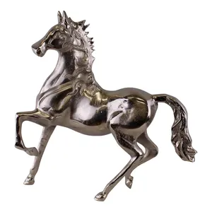 Ấn Độ Handmade Antique Bronze Brass Ngựa Trên Bánh Xe Đền Đồ Chơi 9X6 Cm Antique Bronze Ngựa Tượng Trang Trí Nội Thất