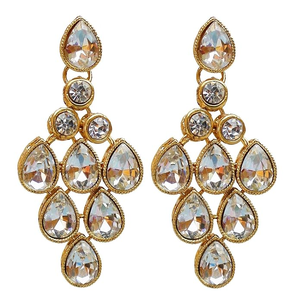 Collier Kundan plaqué or lourd avec strass, perles et diamants pour mariage, fête, cadeau, ensemble de bijoux de mariée raffinés incluant une bague - Product Image 3