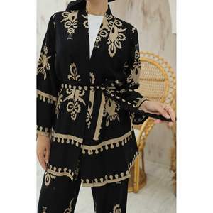 Marina Patterned Viscose Hijab 2 Piece Set Mink - Product Image 1