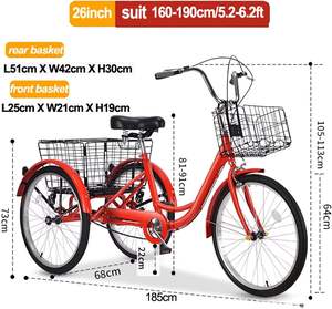 Triciclo de Carga Plegable Grande con Cesta Trasera Desmontable, Triciclo para Adultos de 3 Ruedas con Ruedas de 26 Pulgadas, Engranajes Perfectos, MEJOR Material de Marco, Doble - Product Image 5