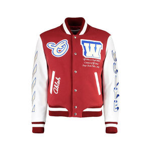 เสื้อแจ็คเก็ตวาร์ซิตี้ผู้ชายแบบเคลือบผิวเป็นมิตรกับสิ่งแวดล้อม ราคาขายส่ง ปักลายเชนิลล์ สำหรับฤดูหนาว สไตล์เบสบอล แบบ Letterman  รับสั่งทำตามแบบสำหรับโรงเรียน - Product Image 2