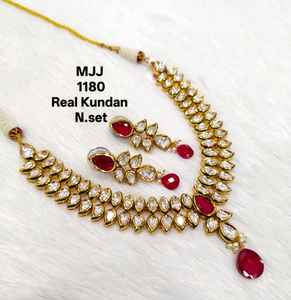 Handmade Kundan Bridal Necklace Top Demanded Luxury Wedding <b>Jewellery</b> From India for Parties Engagements Available Bulk Quantity - Product Image 1