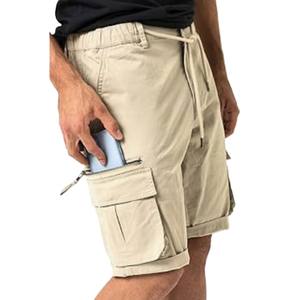 Pantalones cortos informales de alta calidad para hombre, cintura elástica ligera y de secado rápido con cordón, ajuste holgado y remache decorado de estilo Vintage - Product Image 5