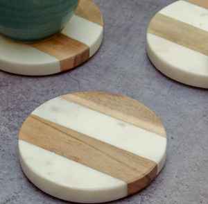 Posavasos de piedra de mármol natural, posavasos de Color blanco para uso de escritorio de oficina, decoración del hogar - Product Image 1