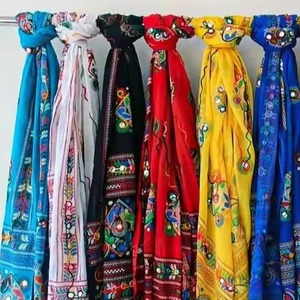 Embroidered Phulkari <b>Dupatta</b>, Colorful <b>Scarf</b>, Rajathani, Indian Pakistani <b>Scarf</b>, Return Favor, Gift for Guest, Welcome Stole - Product Image 3