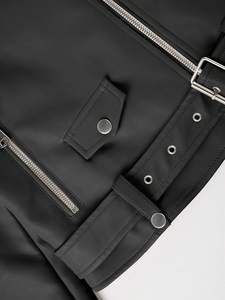 เสื้อแจ็กเก็ตหนังสำหรับผู้ชายสีน้ำตาลมีกระเป๋าหน้าอกใหญ่ดีไซน์แบบสตรีท - Product Image 5