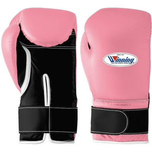 Gants de boxe professionnels en cuir rose et noir avec sangle de poignet en velcro, gants d'entraînement et de sparring pour hommes et femmes - Product Image 1