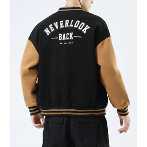 Chaqueta Universitaria de Gran Tamaño Personalizada OEM de Calidad, Color Amarillo y Negro, Chaqueta Deportiva con Bordado de Letras para Hombre - Product Image 6