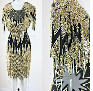 Vestido de noche sin mangas adornado en oro con cuentas a mano de lujo elegante vestido de fiesta Formal de malla transparente vestido Maxi de alta costura personalizado - Product Image 6