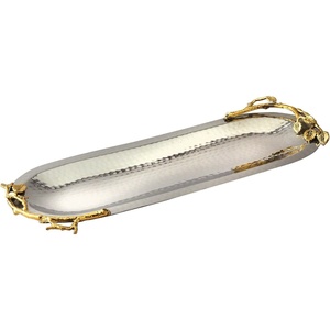 Bandeja DE SERVICIO DE METAL elegante y duradera de diseño lujoso Chapado en plata, perfecta para servir bebidas, aperitivos y Decoración elegante - Product Image 4