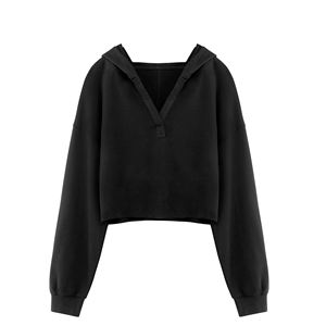 Sweat à capuche respirant de qualité supérieure pour femme gamme de mode Anti-rides haut court goutte épaule sweats à capuche pour femmes - Product Image 3