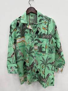 Conjunto de pijamas de algodón orgánico con estampado de bloques de mano Ropa de noche de algodón indio Conjunto de ropa de dormir de verano Venta al por mayor Traje de noche - Product Image 2