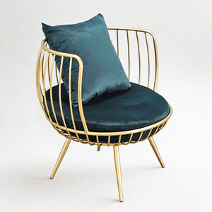 Fauteuil de bureau pivotant confortable en velours avec structure ronde en bronze doré (GSD68046) - Product Image 1