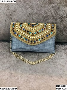 ขนมหรูหราแฮนด์เมดหินและลูกปัดกระเป๋าคลัทช์เจ้าสาวชุดราตรีและงานแต่งงานที่สวยงามสําหรับสุภาพสตรี - Product Image 4