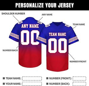 Personalizar camiseta de fútbol americano sublimado cosido bordado Rugby Deportes Fútbol camisetas de fútbol - Product Image 2