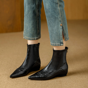 Escarpins à talons aiguilles pour femmes, bout pointu, à bride cheville, en cuir véritable, pour soirées et sorties nocturnes - Product Image 2