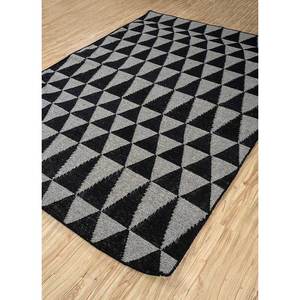 พรมลายเรขาคณิตอินดัสบาร์สีเทาและสีดำ ทอแบบแบน ทำจากขนสัตว์และวิสโคส สำหรับใช้ในบ้าน-Adwv-13004 - Product Image 2