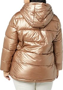 Chaqueta de plumón de alta calidad para mujer, Parka de invierno personalizada con cuello levantado y cremallera, Top acolchado de burbujas con brillo calentado - Product Image 4