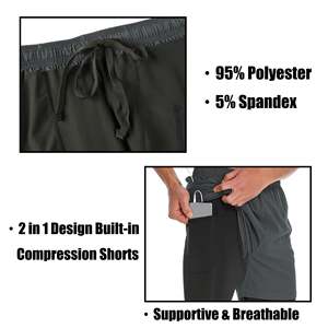 กางเกงขาสั้นสำหรับผู้ชายกางเกงขาสั้นออกกำลังกายกล้ามเนื้อแห้งเร็วสำหรับออกกำลังกายเพาะกายวิ่งออกกำลังกายกล้ามเนื้อกระเป๋าใส่โทรศัพท์สำหรับผู้ชาย - Product Image 5