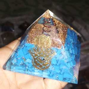 Hamsha Chakra Orgone Pyramids Turqoish Healing Pyramid Meditatiojn - Product Image 1