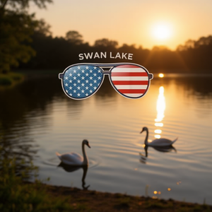 T-shirt a maniche lunghe Swan Lake con design a forma di occhiali da sole con bandiera degli Stati Uniti - Product Image 3