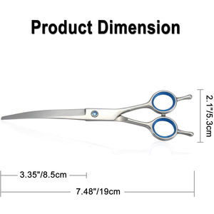 Ciseaux de toilettage pour animaux de compagnie avec lames tranchantes incurvées Ciseaux de toilettage pour poils d'animaux en acier et métal avec repose-doigt double - Product Image 6