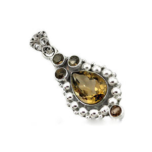 Magnifique Quartz Fumé Gemstone 925 Sterling Silver Handmade ODM Pendentif Fine Jewelry Pear Cut Stone OEM Bezel Setting Wholesale - Product Image 2
