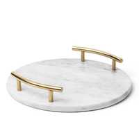 Plateau de service de mariage moderne en marbre et pierre, personnalisé, avec poignées métalliques, écologique, naturel, avec logo personnalisé, vente en gros VISHAL HANDICRAFT