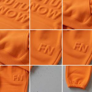 Ensemble de survêtement deux pièces pour femme en coton épais de haute qualité, coupe ajustée, personnalisable avec logo 3D, sweat à capuche et pantalon de survêtement lumineux - Product Image 6