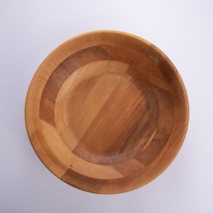 <b>Large</b> 30cm Beech Wood Serving <b>Bowl</b> - Natural Solid Wooden Salad & Fruit <b>Bowl</b> - Premium Handcrafted Deep Mixing <b>Bowl</b> - Product Image 1