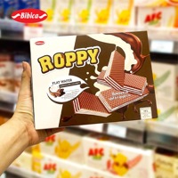 Échantillon gratuit bibic-a roppy gaufrette biscuit et biscuits gaufrette faible en gras saveur chocolat plat gaufrette biscuits paquet du Vietnam