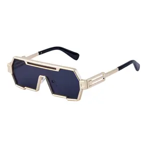 2024 Neue beliebte retro-Steampunk-Sonnenbrille Herren trendy Einteiliges unregelmäßige Sonnenbrille Brille