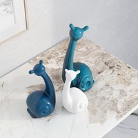 Escargots décoratifs contemporains en céramique de 25 cm, verts, bleus et blancs, faits à la main, multi-pièces, pour le salon, cadeau