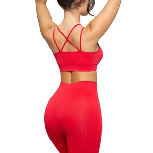 Ensembles de yoga pour femmes, grande taille, uni, décontracté, deux pièces, vêtements de sport, rouge, 100% coton, respirant, confortable, haute qualité - Product Image 5