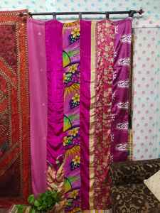 Tela de cortina de bucle Sari de seda Rosa Vintage indio para decoración del hogar dormitorio sala de estar comedor y ventana de oficina - Product Image 5