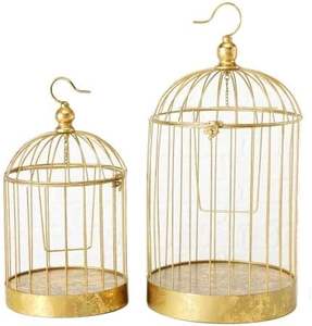 Haute Qualité Petite Cage Pour Animaux De Compagnie En Acier 2 Or Finition Oiseaux Classique De Luxe Saison Festive Décor À La Maison Article-Prix Direct Usine - Product Image 4