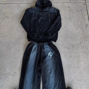 ชุดวอร์มแบบสวมหัวของผู้ชายชุดวอร์มแบบสวมหัวผ้าฝ้าย100% ซีดเป็นกรดชุดวอร์มแบบสวมหัวประดับพลอยเทียมดีไซน์ขนาดใหญ่พิเศษผลิตตามสั่ง - Product Image 1