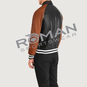 Chaqueta Varsity de Cuero de Invierno Personalizada de Alta Calidad para Hombre, Transpirable, con Cierre, Cuello Alto, Logotipo Personalizado, Resistente al Viento, Secado Rápido RSW - Product Image 5