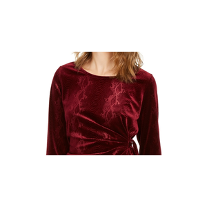 Top in Velluto Lavorato a Mano da Donna Alfani, Stampa Pelle di Serpente, Laccio Laterale, Inverno e Autunno, Colore Vino, Taglia XX-Large con Decorazione Ricamata - Product Image 2