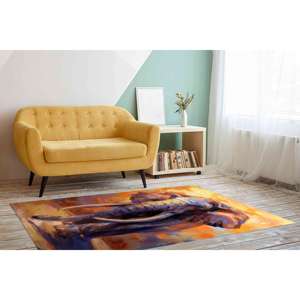 Tapis imprimé avec peinture d'éléphant jaune, tapis de salon de luxe pour la décoration de la maison, tapis à poils doux - Product Image 3