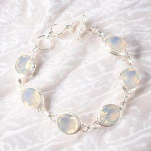 Dainty Milky Opal Tennis Bracelet 925 Sterling Silver Luxury Glowing Jewelry <b>October</b> <b>Birthstone</b> GIA Certified Gift for Women - Product Image 5