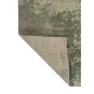 Alfombra Kavi Verde de Lana y Seda de Bambú Anudada a Mano con Patrón Abstracto, Modelo Esk-439 para Uso Doméstico - Product Image 5