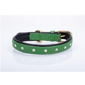 Best Quality Handmade Black Leather <b>Dog</b> <b>Collar</b> With Soft Padded And Crystals Studs Decoration Manufacturer & Supplier - Product Image 6