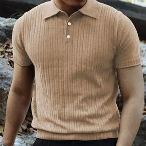 เสื้อโปโลผู้ชายฤดูร้อนเสื้อทำงานแขนสั้นมีปกลายทางลำลองเสื้อยืดใส่สบายสำหรับผู้ชาย - Product Image 4