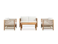 Ensemble de canapés de jardin en bois d'acacia et bambou de style moderne avec coussins en bois massif pour meubles d'extérieur
