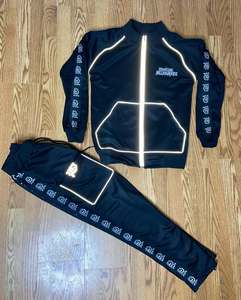 Ensemble de survêtement d'hiver brodé pour homme, style urbain, 2 pièces, polaire oversize à fermeture éclair intégrale, 100 % polyester, tenue de sport, vente en gros - Product Image 4